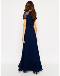 Robe longue fendue bleu marine Jarlo