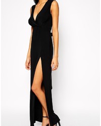 Robe longue fendue noire Asos