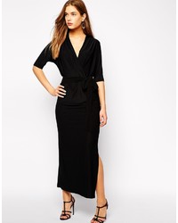 Robe longue fendue noire