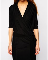 Robe longue fendue noire