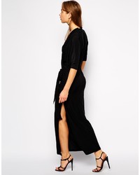 Robe longue fendue noire