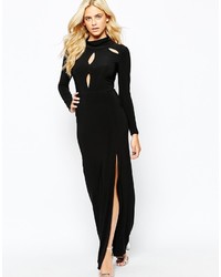 Robe longue fendue noire Love