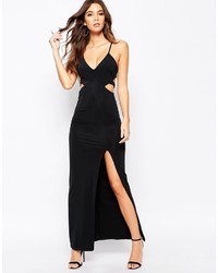 Robe longue fendue noire