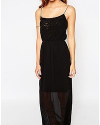 Robe longue fendue noire