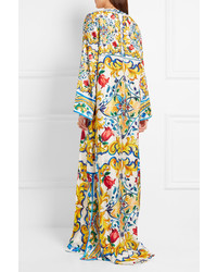 Robe longue imprimée jaune Dolce & Gabbana