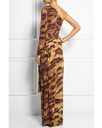 Robe longue imprimée léopard marron Diane von Furstenberg
