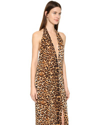 Robe longue imprimée léopard marron