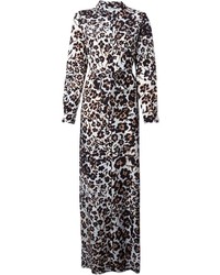 Robe longue imprimée léopard noire et blanche