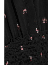 Robe longue imprimée noire Maje