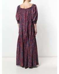 Robe longue imprimée pourpre foncé Yves Saint Laurent Vintage