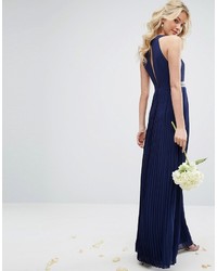 Robe longue ornée bleu marine TFNC