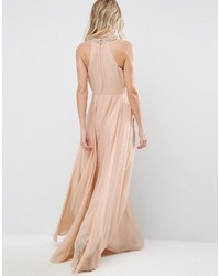 Robe longue ornée de perles ornée rose Asos