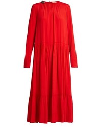 Robe longue ornée rouge