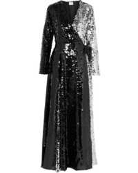 Robe longue pailletée fendue noire