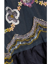 Robe longue pailletée ornée bleu marine Needle & Thread