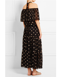 Robe longue pailletée ornée noire Temperley London