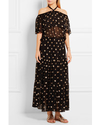 Robe longue pailletée ornée noire Temperley London