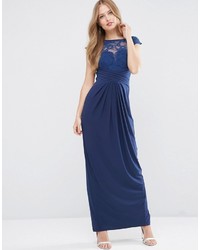 Robe longue plissée bleu marine Asos