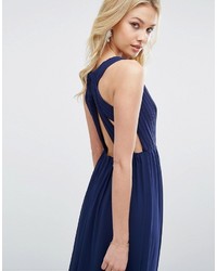 Robe longue plissée bleu marine TFNC