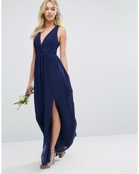 Robe longue plissée bleu marine TFNC