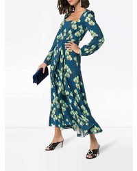 Robe midi à fleurs bleu marine Borgo De Nor