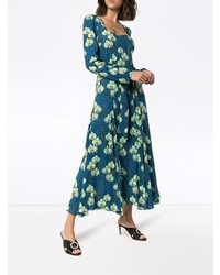 Robe midi à fleurs bleu marine Borgo De Nor