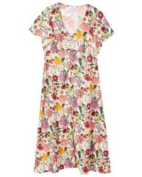 Robe midi à fleurs marron clair Mango