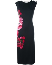 Robe midi à fleurs noire Dolce & Gabbana