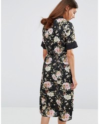 Robe midi à fleurs noire Vero Moda