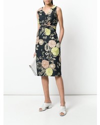 Robe midi à fleurs noire Moschino Vintage