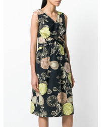 Robe midi à fleurs noire Moschino Vintage