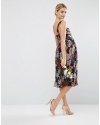 Robe midi à fleurs noire Asos