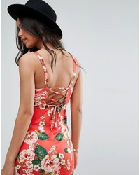 Robe midi à fleurs rouge Asos