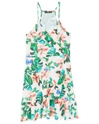 Robe midi à fleurs vert menthe Mango
