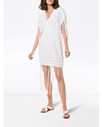 Robe midi à franges blanche Caravana