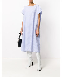 Robe midi à rayures verticales bleu clair MM6 MAISON MARGIELA