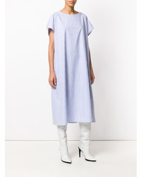 Robe midi à rayures verticales bleu clair MM6 MAISON MARGIELA