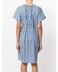 Robe midi à rayures verticales bleue Luisa Cerano