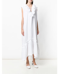 Robe midi à volants blanche Erika Cavallini