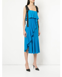 Robe midi à volants bleue Goen.J