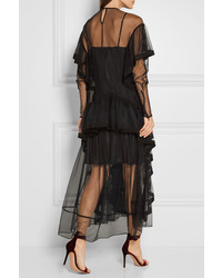 Robe midi à volants noire Preen by Thornton Bregazzi