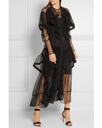 Robe midi à volants noire Preen by Thornton Bregazzi