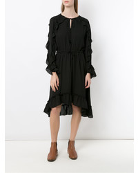 Robe midi à volants noire Olympiah