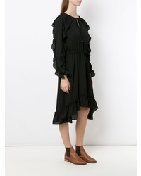 Robe midi à volants noire Olympiah