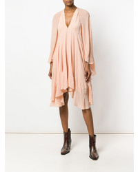 Robe midi à volants rose Chloé