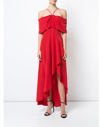 Robe midi à volants rouge Yigal Azrouel