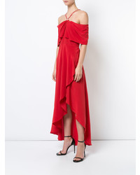 Robe midi à volants rouge Yigal Azrouel