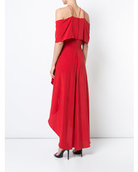 Robe midi à volants rouge Yigal Azrouel