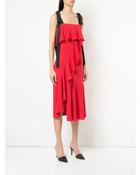 Robe midi à volants rouge Goen.J