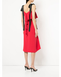 Robe midi à volants rouge Goen.J